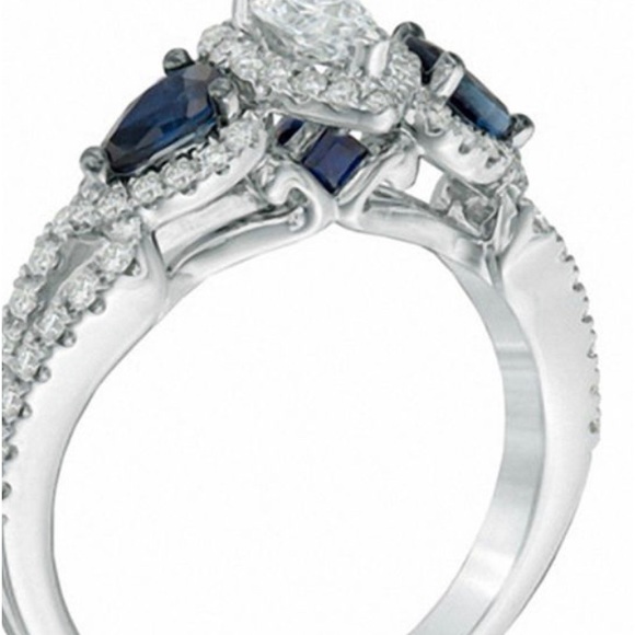 Size 5.5 Vera Wang Love Collection White Gold with Sapphires and Diamonds ring - Picture 3 of 6